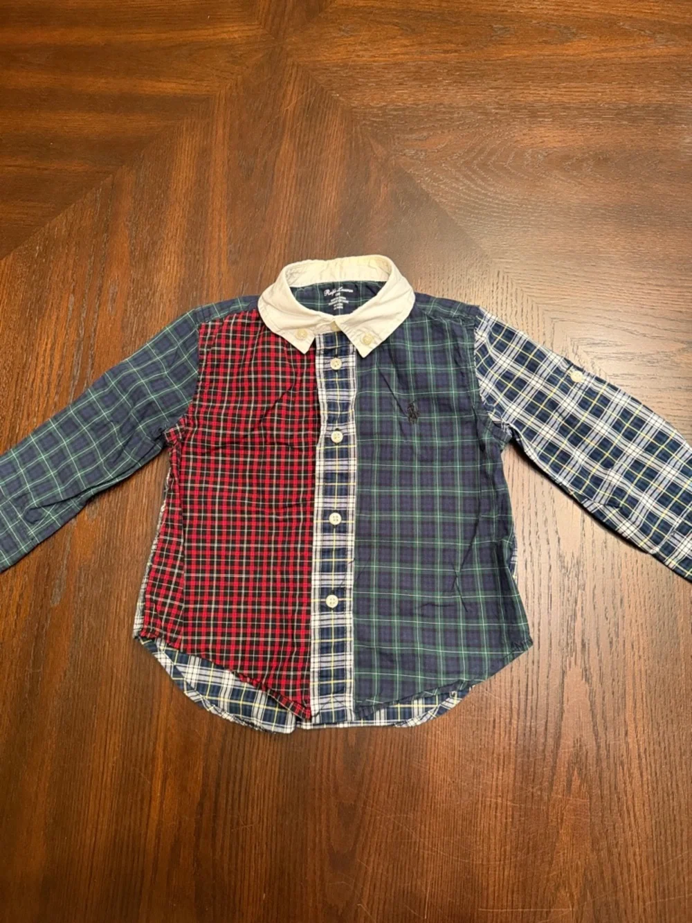 Polo Ralph Lauren Baby Boys Patchwork Plaid Button Down Shirt 12M Cotton